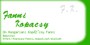 fanni kopacsy business card